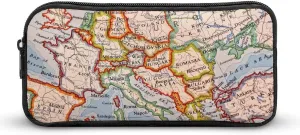 Europe Map Pencil Case Durable Pencil Bag Large Capacity Storage Pen Pouch