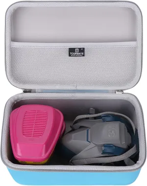 EVA Hard Case Compatible with 3M Half Facepiece Reusable Respirator 6200/07025(AAD)/6503QL and 3M P100 Respirator Cartridge/Filter 60923 Combo (Blue Gray)