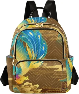 Exnundod Backpack Purse for Women Chinese Phoenix, Mini Fashion Backpack Retro Palaces Lightweight Casual Daypack Shoulder Bag Travel Backpack, Medium