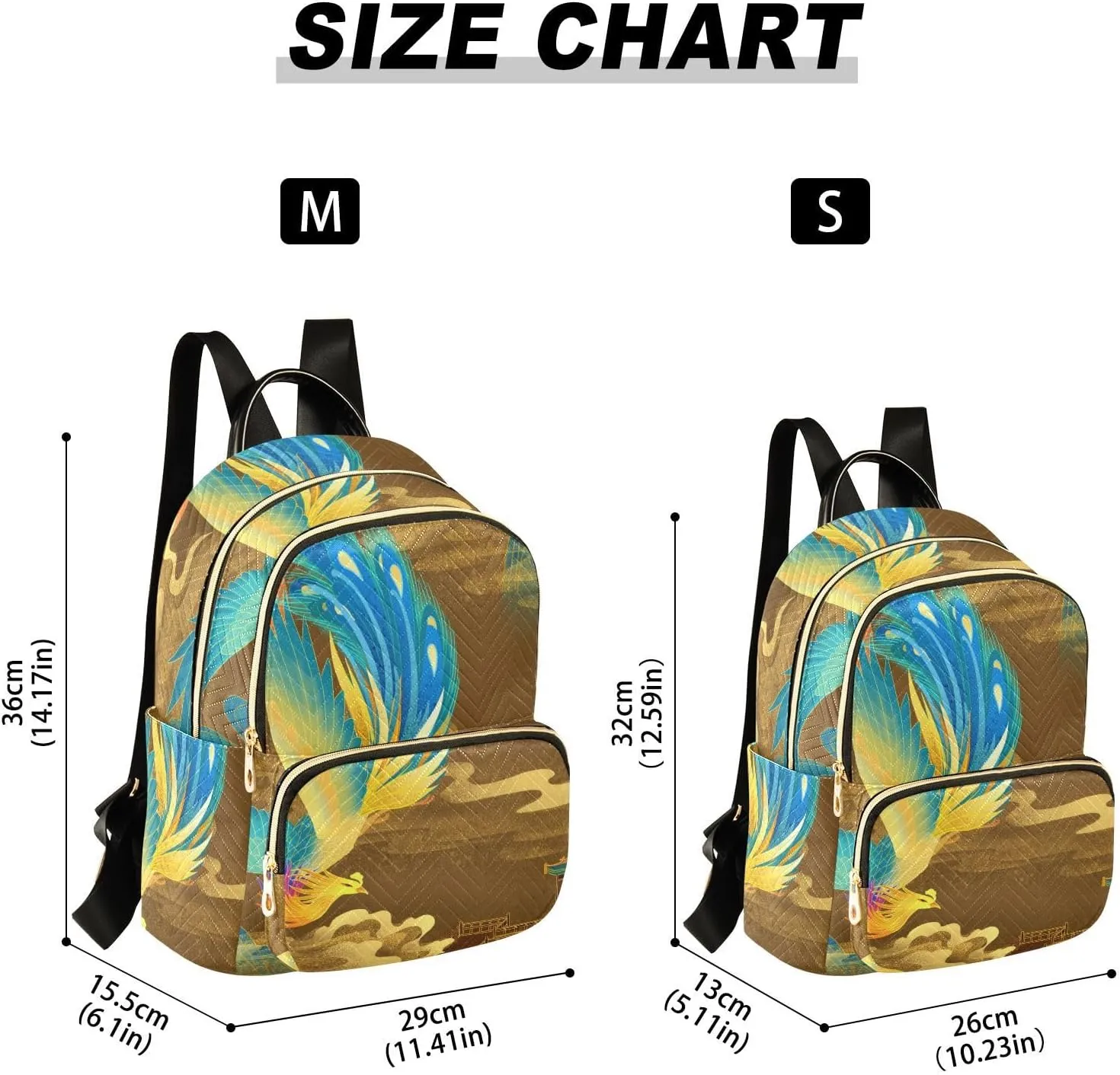 Exnundod Backpack Purse for Women Chinese Phoenix, Mini Fashion Backpack Retro Palaces Lightweight Casual Daypack Shoulder Bag Travel Backpack, Medium