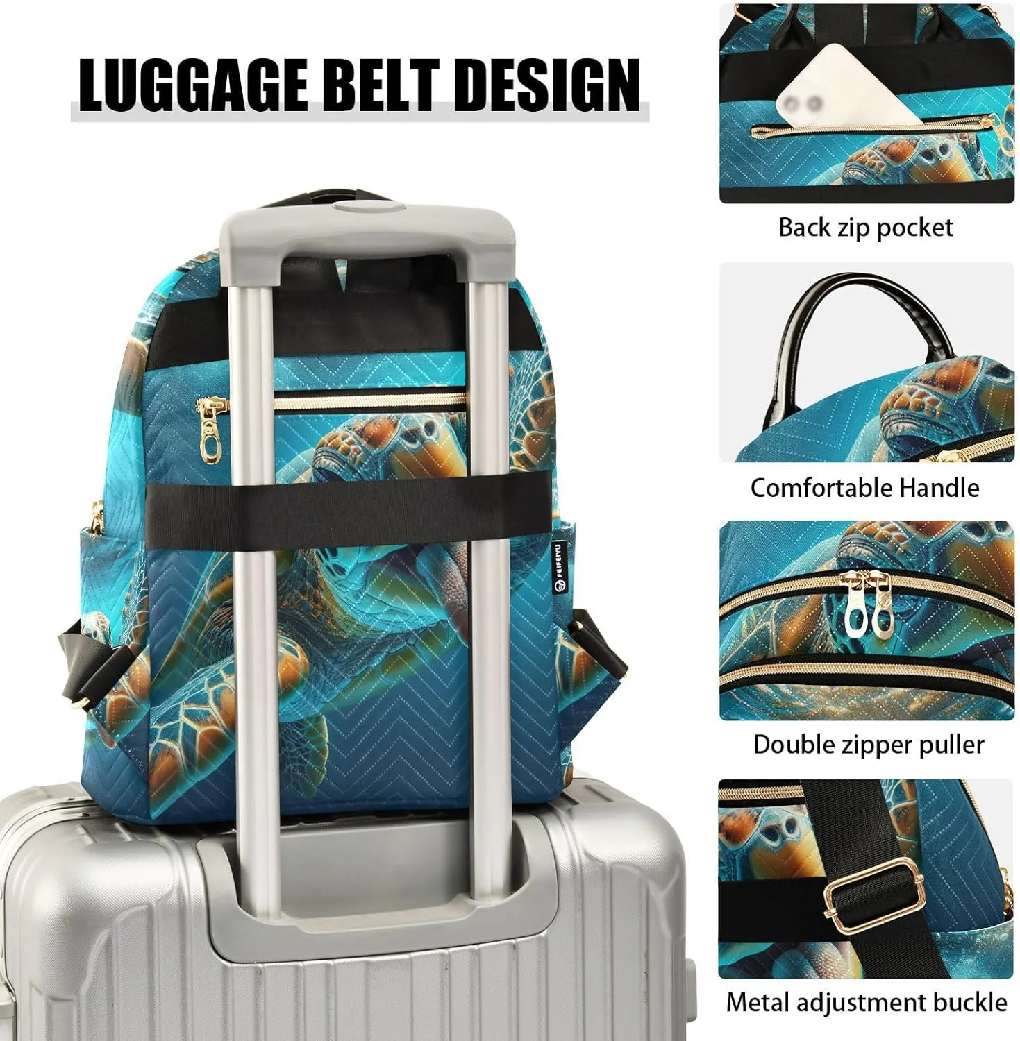 Exnundod Backpack Purse for Women Moody Sea Turtle Underwater, Mini Fashion Backpack Ocean Lightweight Casual Daypack Shoulder Bag Travel Backpack, S