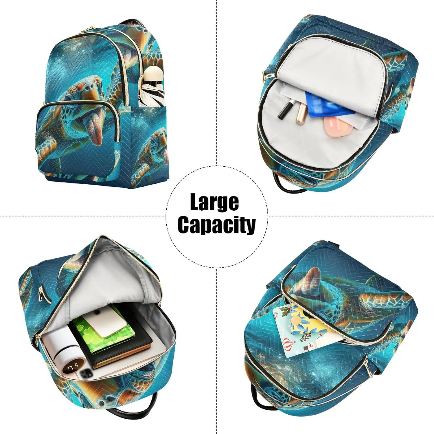 Exnundod Backpack Purse for Women Moody Sea Turtle Underwater, Mini Fashion Backpack Ocean Lightweight Casual Daypack Shoulder Bag Travel Backpack, S
