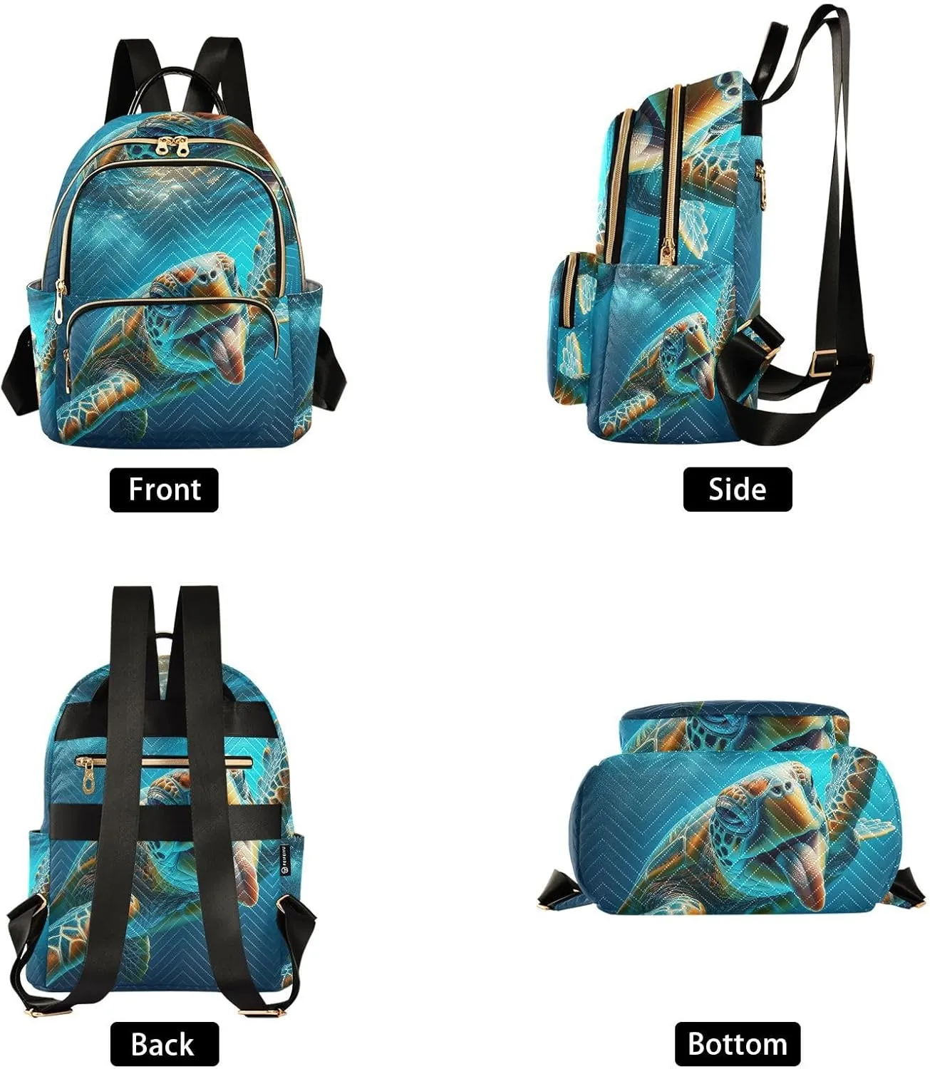 Exnundod Backpack Purse for Women Moody Sea Turtle Underwater, Mini Fashion Backpack Ocean Lightweight Casual Daypack Shoulder Bag Travel Backpack, S