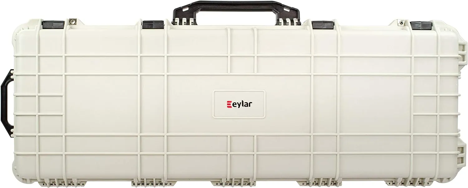 Eylar Protective Roller Rifle Hard Case With Foam, Waterproof & Crushproof, Two Rifles Or Multiple Guns, Pressure Valve With Lockable Fittings Polar White