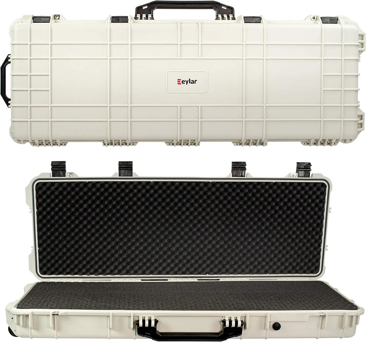 Eylar Protective Roller Rifle Hard Case With Foam, Waterproof & Crushproof, Two Rifles Or Multiple Guns, Pressure Valve With Lockable Fittings Polar White