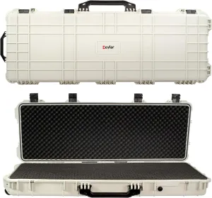 Eylar Protective Roller Rifle Hard Case With Foam, Waterproof & Crushproof, Two Rifles Or Multiple Guns, Pressure Valve With Lockable Fittings Polar White