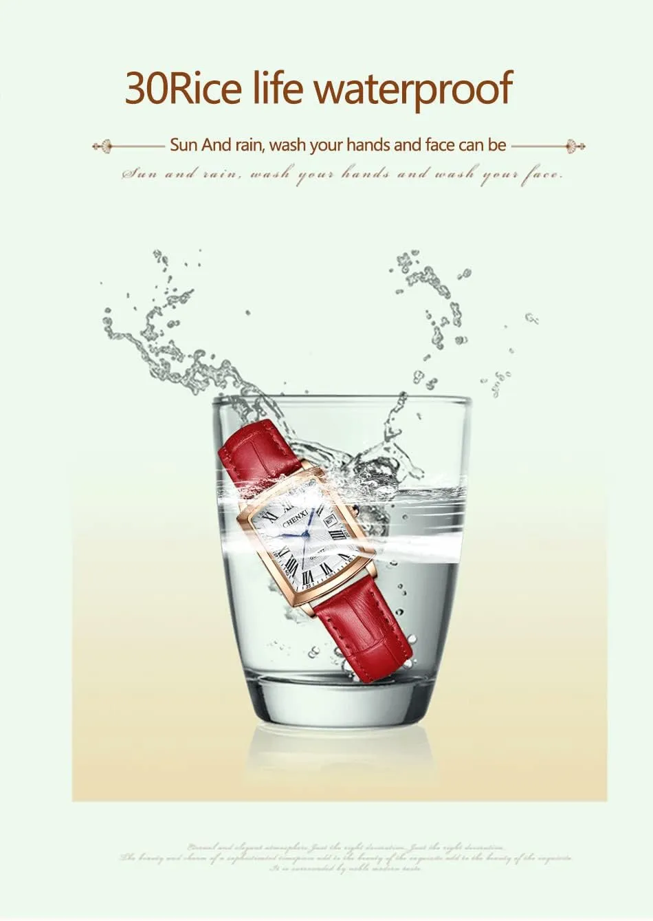 FANMIS Womens Watches Rose Gold Case Roman Numeral Luxury Wristwatch Square Brown Leather Strap Watch