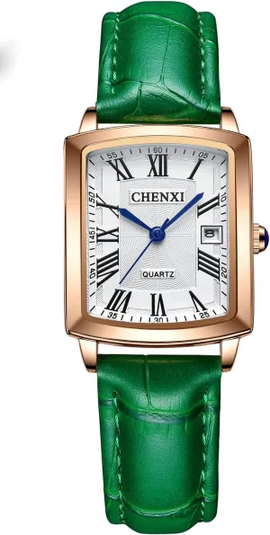 FANMIS Womens Watches Rose Gold Case Roman Numeral Luxury Wristwatch Square Brown Leather Strap Watch