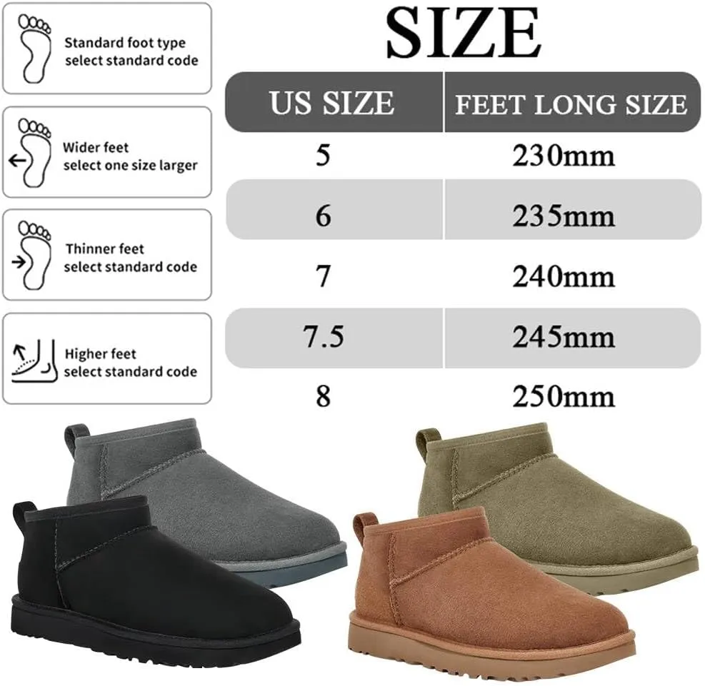 Fashionable Women's Ultra Mini Platform Boots with Genuine Suede and Cozy Fur Lining for Classic Style and Comfort