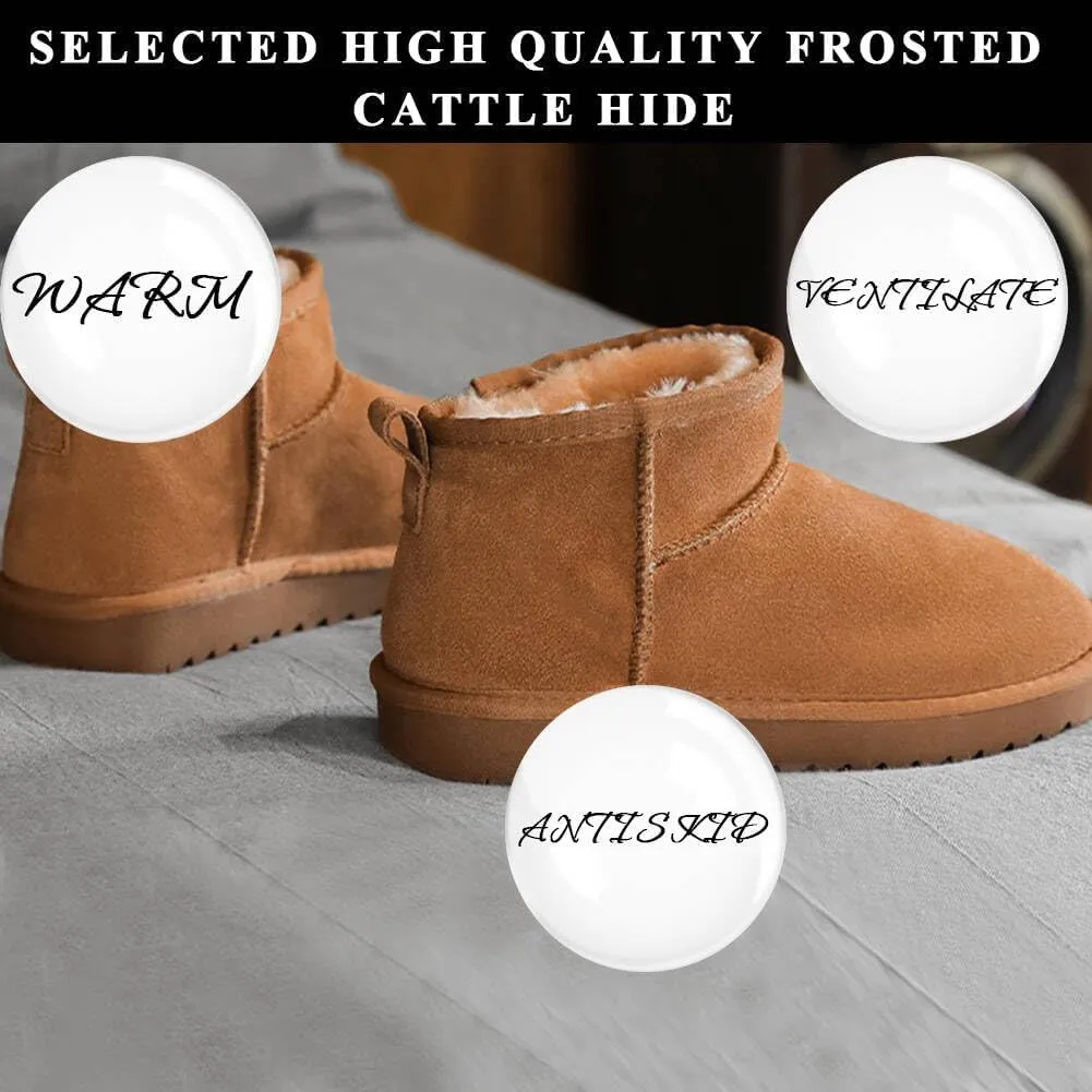 Fashionable Women's Ultra Mini Platform Boots with Genuine Suede and Cozy Fur Lining for Classic Style and Comfort