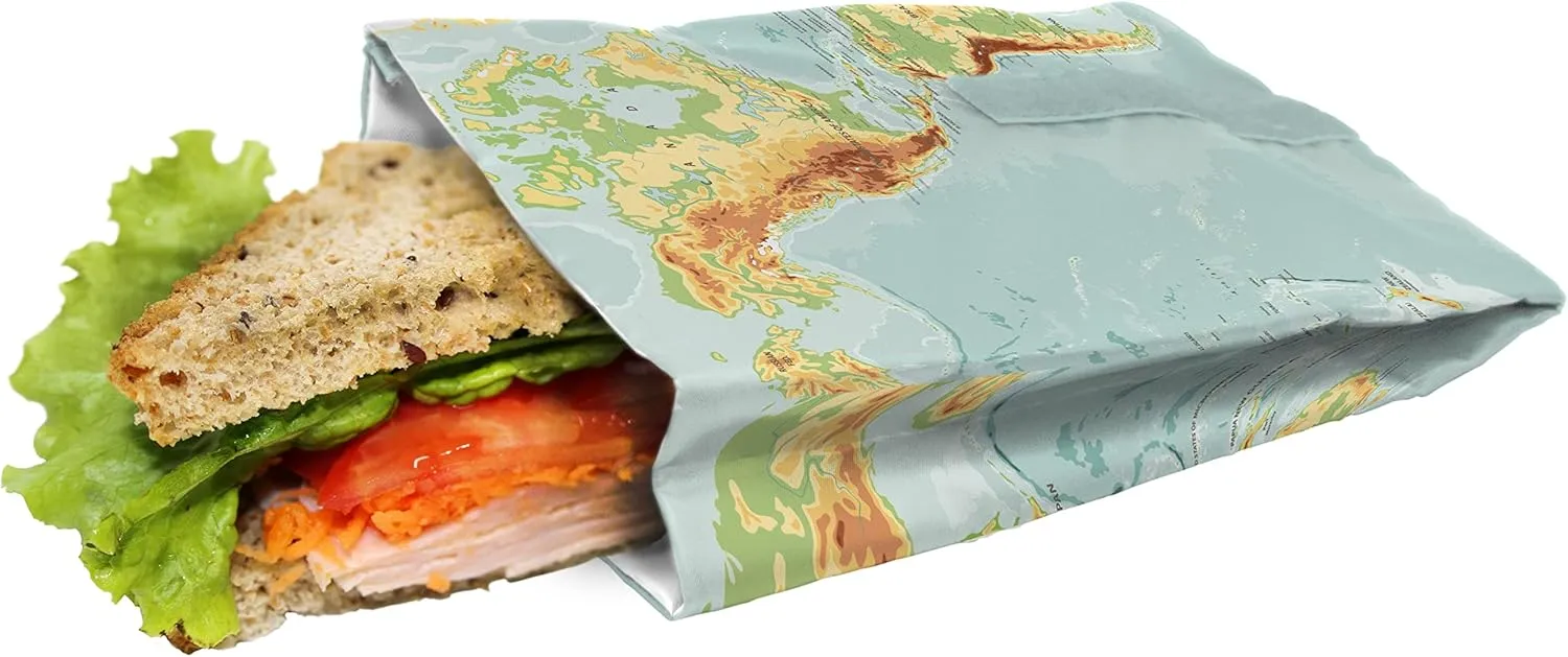 FIH 908 Sandwich Bag Reusable Ecological Map Adjustable Easy Clean and Machine Washable