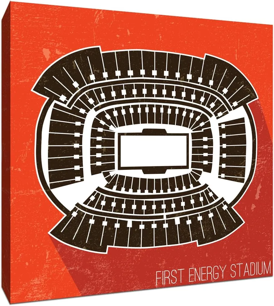 First Energy Stadium - Football Seating Map - 24x24 Gallery Wrapped Canvas Wall Art