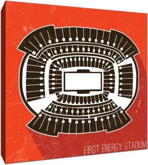 First Energy Stadium - Football Seating Map - 24x24 Gallery Wrapped Canvas Wall Art