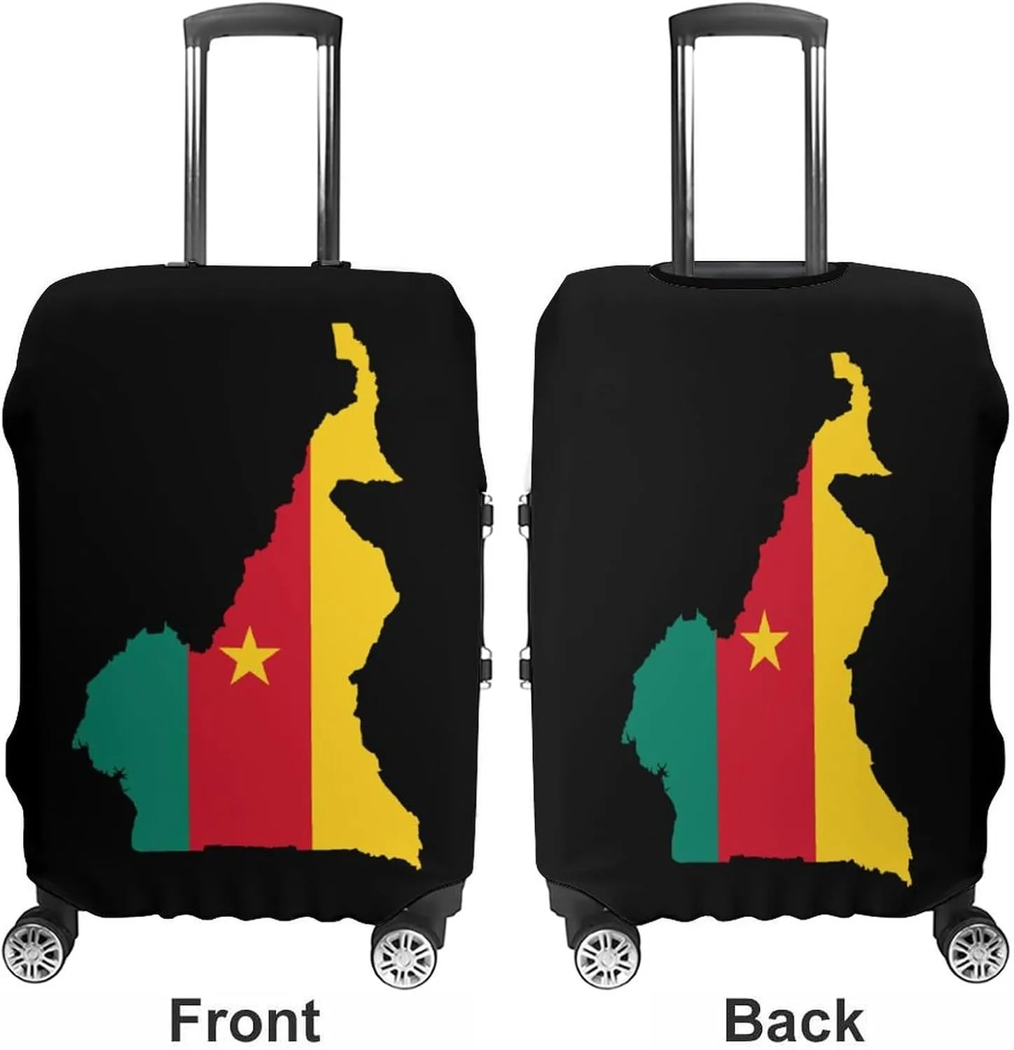 Flag Map of Cameroon Luggage Case Cover Travel Protector Washable Suitcase Covers Fit 19-32 Inch Luggage
