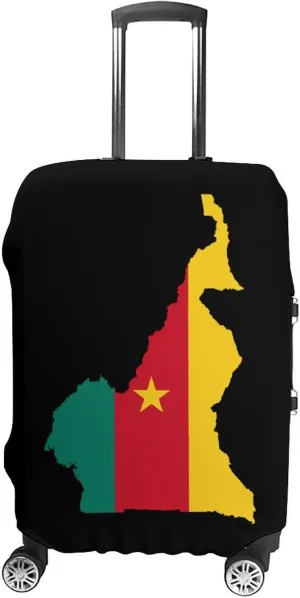 Flag Map of Cameroon Luggage Case Cover Travel Protector Washable Suitcase Covers Fit 19-32 Inch Luggage