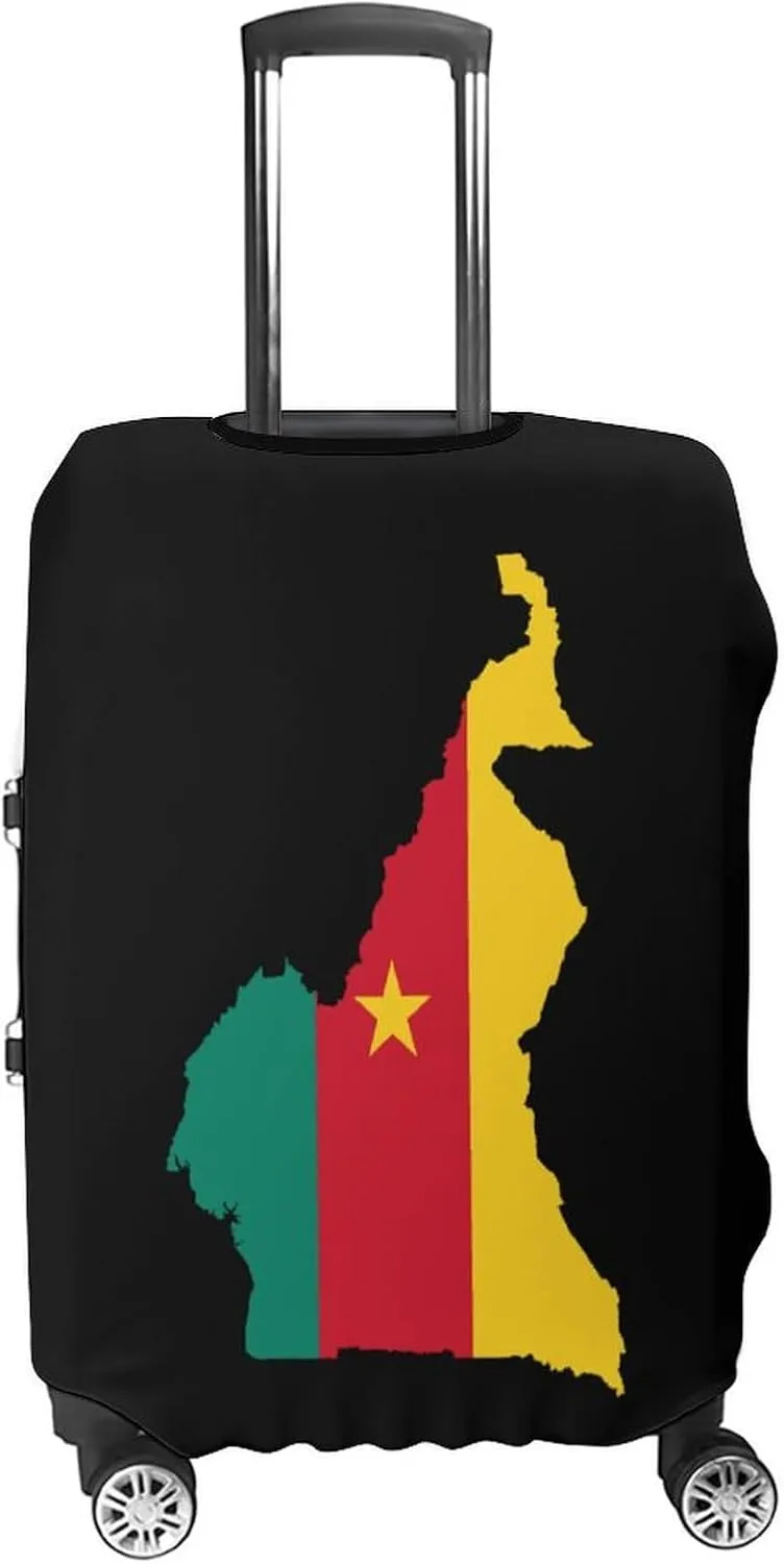 Flag Map of Cameroon Luggage Case Cover Travel Protector Washable Suitcase Covers Fit 19-32 Inch Luggage