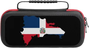Flag Map of Dominican Republic Carrying Case Compatible with Switch/Switch Lite Protective Hard Shell Travel Carrying Case Pouch