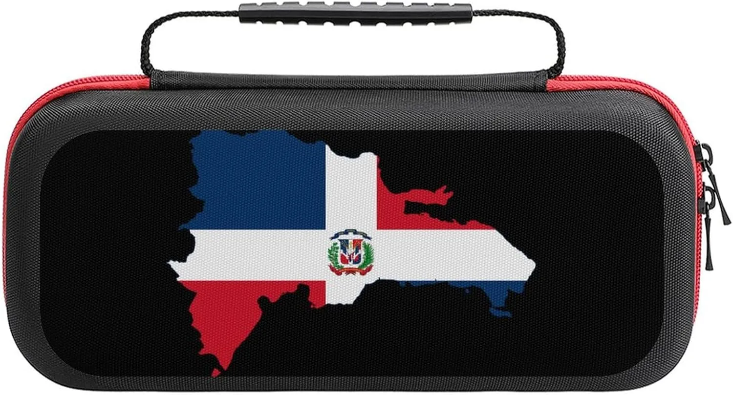 Flag Map of Dominican Republic Carrying Case Compatible with Switch/Switch Lite Protective Hard Shell Travel Carrying Case Pouch