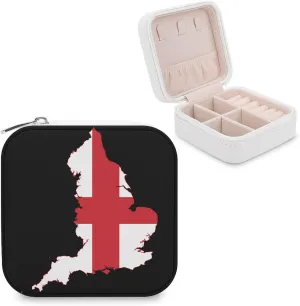 Flag Map of England Mini Jewelry Box Organizer Case Travel Earrings Rings Necklace and Small Items Holder Boxes Storage