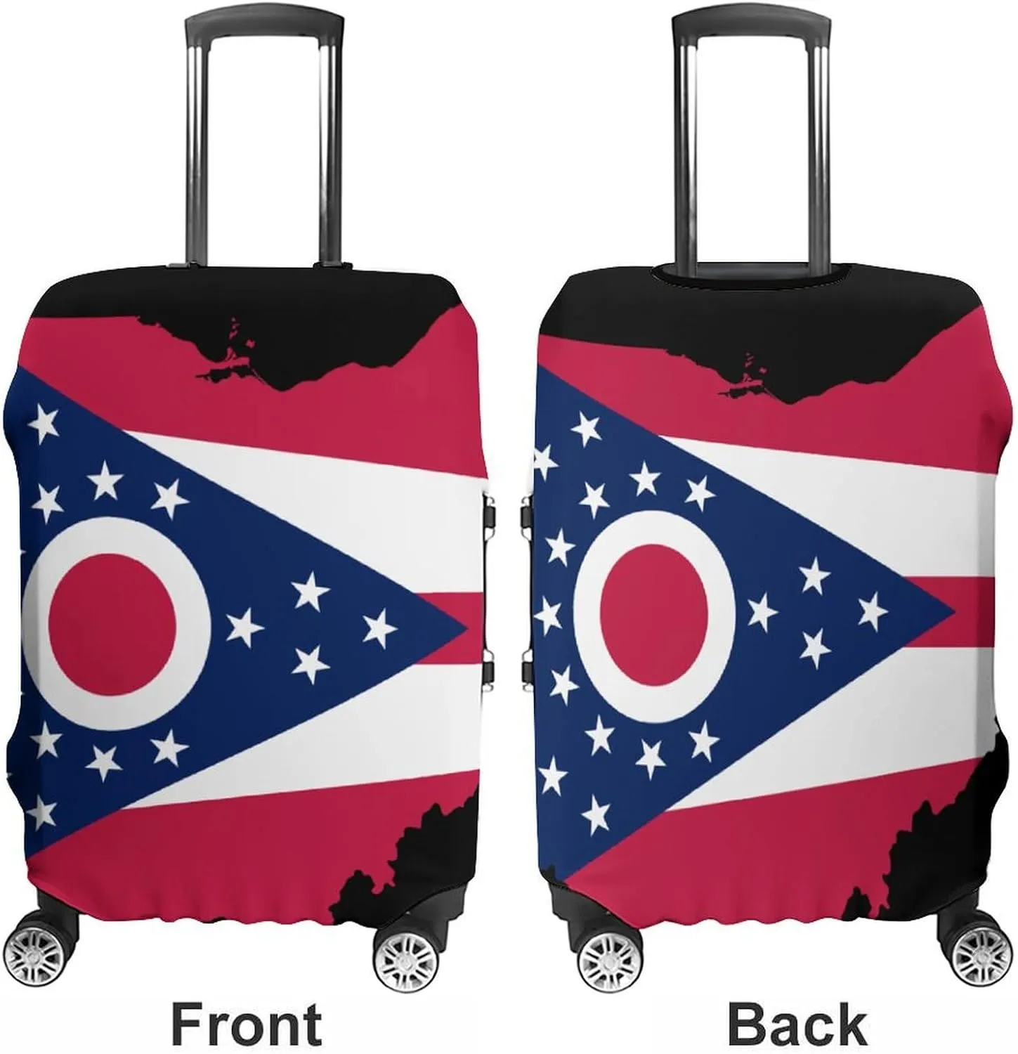 Flag Map of Ohio Luggage Case Cover Travel Protector Washable Suitcase Covers Fit 19-32 Inch Luggage