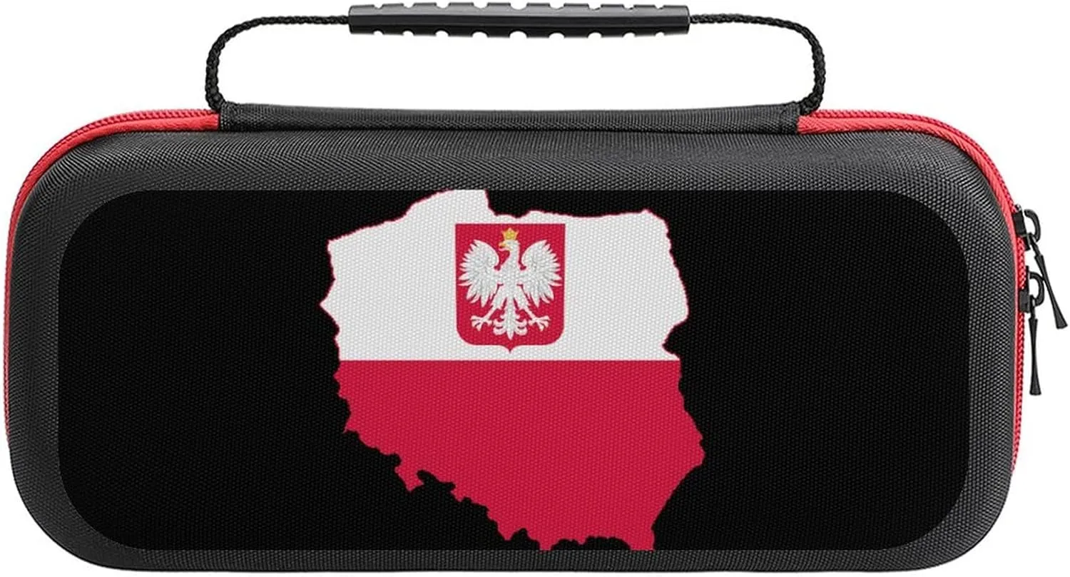 Flag Map of Poland Carrying Case Compatible with Switch/Switch Lite Protective Hard Shell Travel Carrying Case Pouch