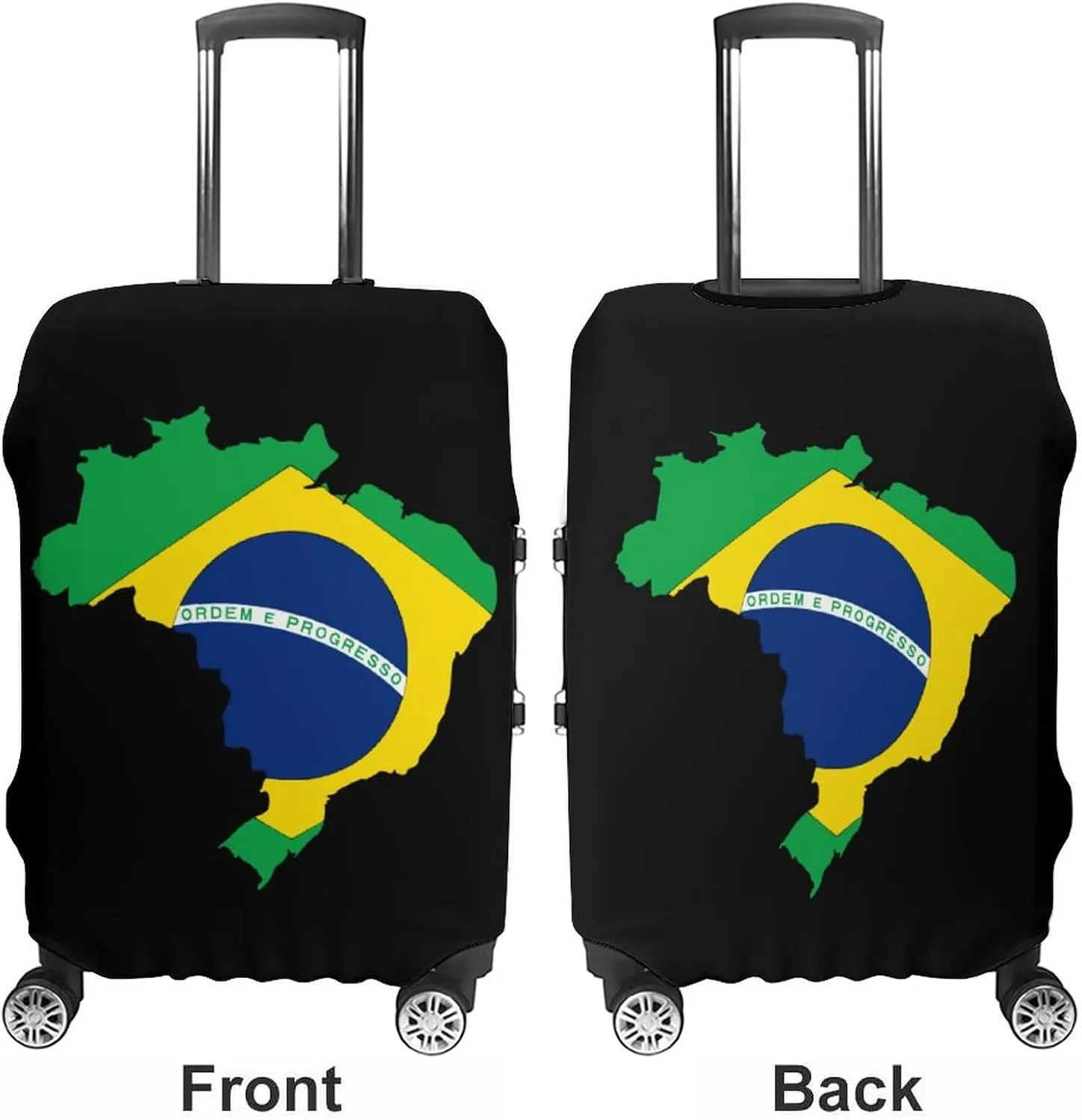 Flag of Brazil Map Luggage Case Cover Travel Protector Washable Suitcase Covers Fit 19-32 Inch Luggage
