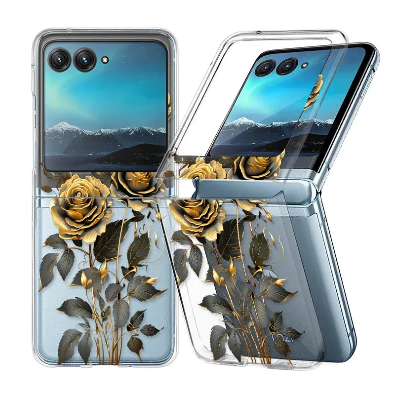 Flower Pattern Clear Case for Motorola Razr 40/50 Ultra