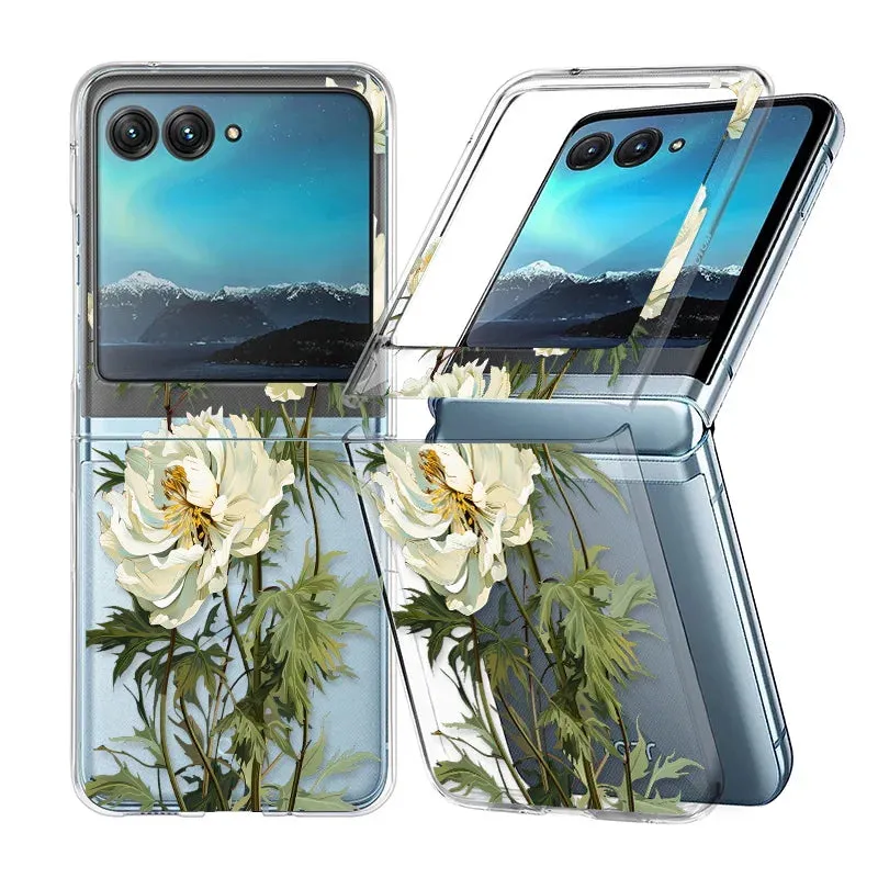 Flower Pattern Clear Case for Motorola Razr 40/50 Ultra