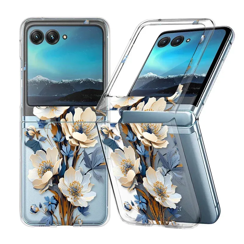 Flower Pattern Clear Case for Motorola Razr 40/50 Ultra