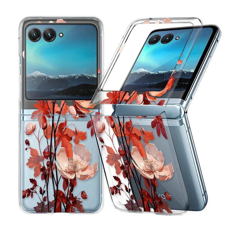 Flower Pattern Clear Case for Motorola Razr 40/50 Ultra