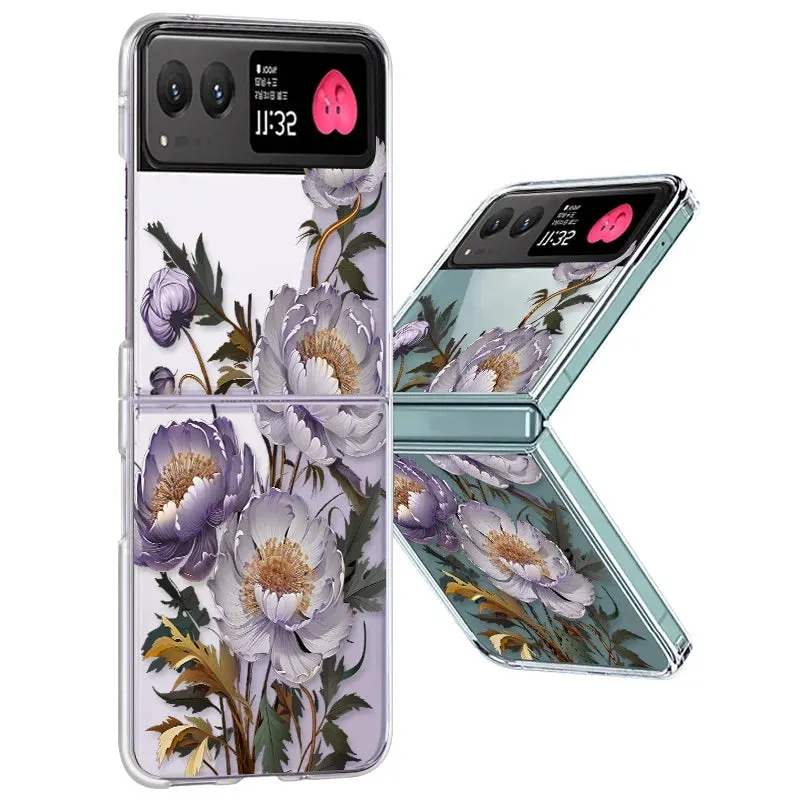 Flower Pattern Clear Case for Motorola Razr 40/50 Ultra