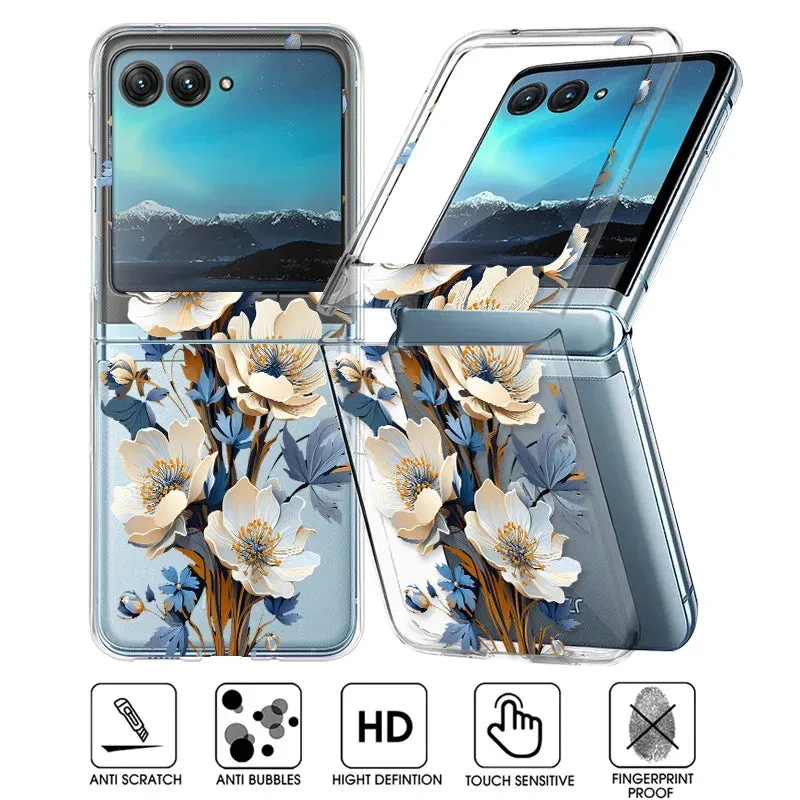 Flower Pattern Clear Case for Motorola Razr 40/50 Ultra