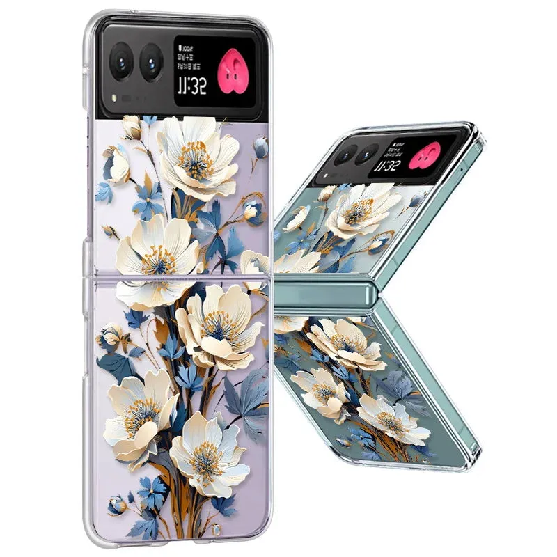 Flower Pattern Clear Case for Motorola Razr 40/50 Ultra