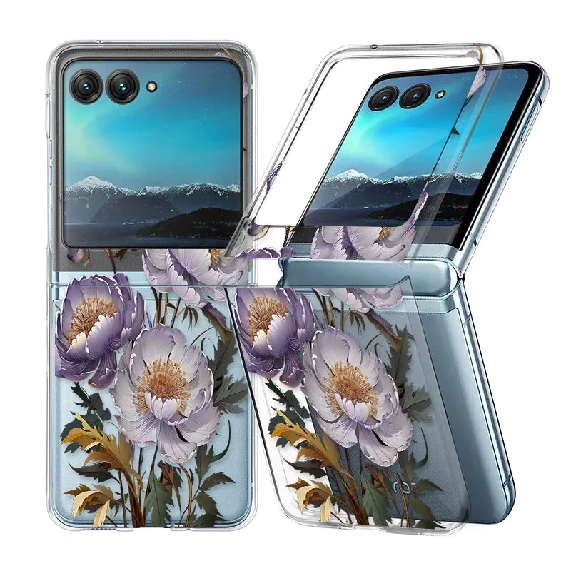 Flower Pattern Clear Case for Motorola Razr 40/50 Ultra