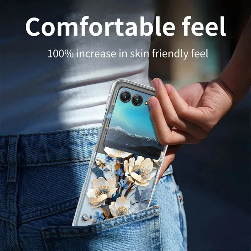 Flower Pattern Clear Case for Motorola Razr 40/50 Ultra