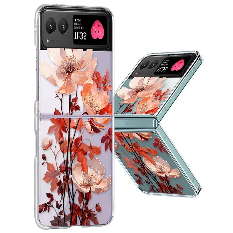 Flower Pattern Clear Case for Motorola Razr 40/50 Ultra