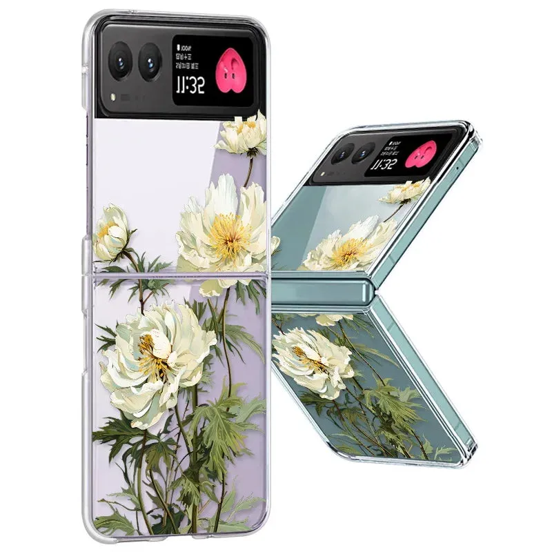 Flower Pattern Clear Case for Motorola Razr 40/50 Ultra