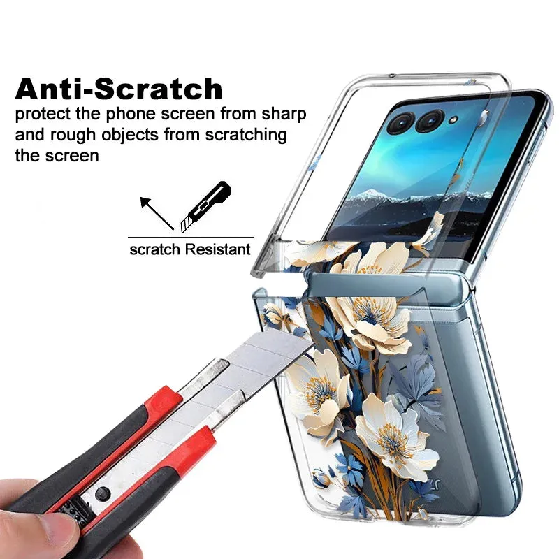 Flower Pattern Clear Case for Motorola Razr 40/50 Ultra
