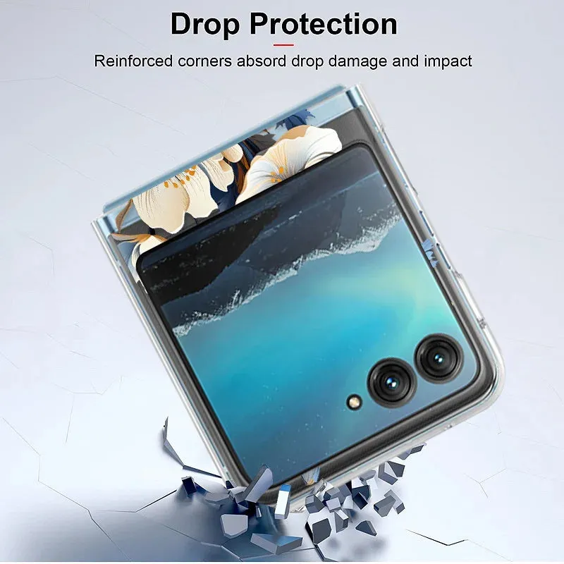 Flower Pattern Clear Case for Motorola Razr 40/50 Ultra