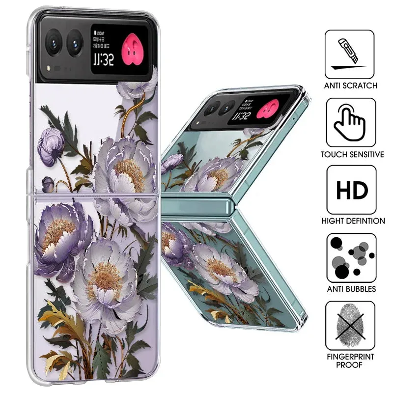 Flower Pattern Clear Case for Motorola Razr 40/50 Ultra
