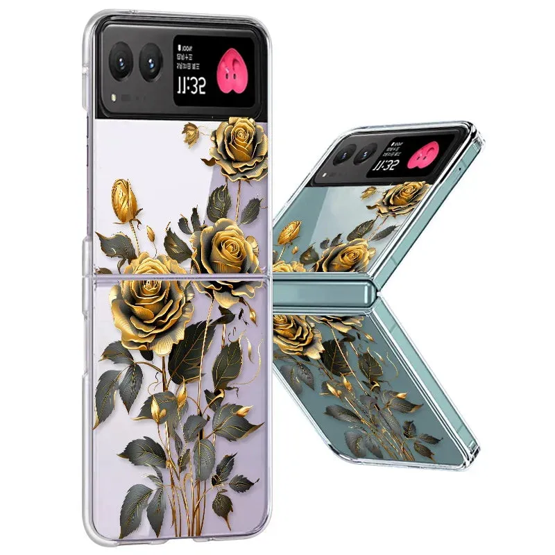 Flower Pattern Clear Case for Motorola Razr 40/50 Ultra