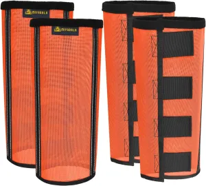 Fly Boots for Horses Set of 4,Extra Tough Mesh Horse Fly Boots with 2 Built-in Metal Supports,Breathable Fly Leggings for Horses with Fleece Trimming and Reflective Webbing (Orange, Medium)
