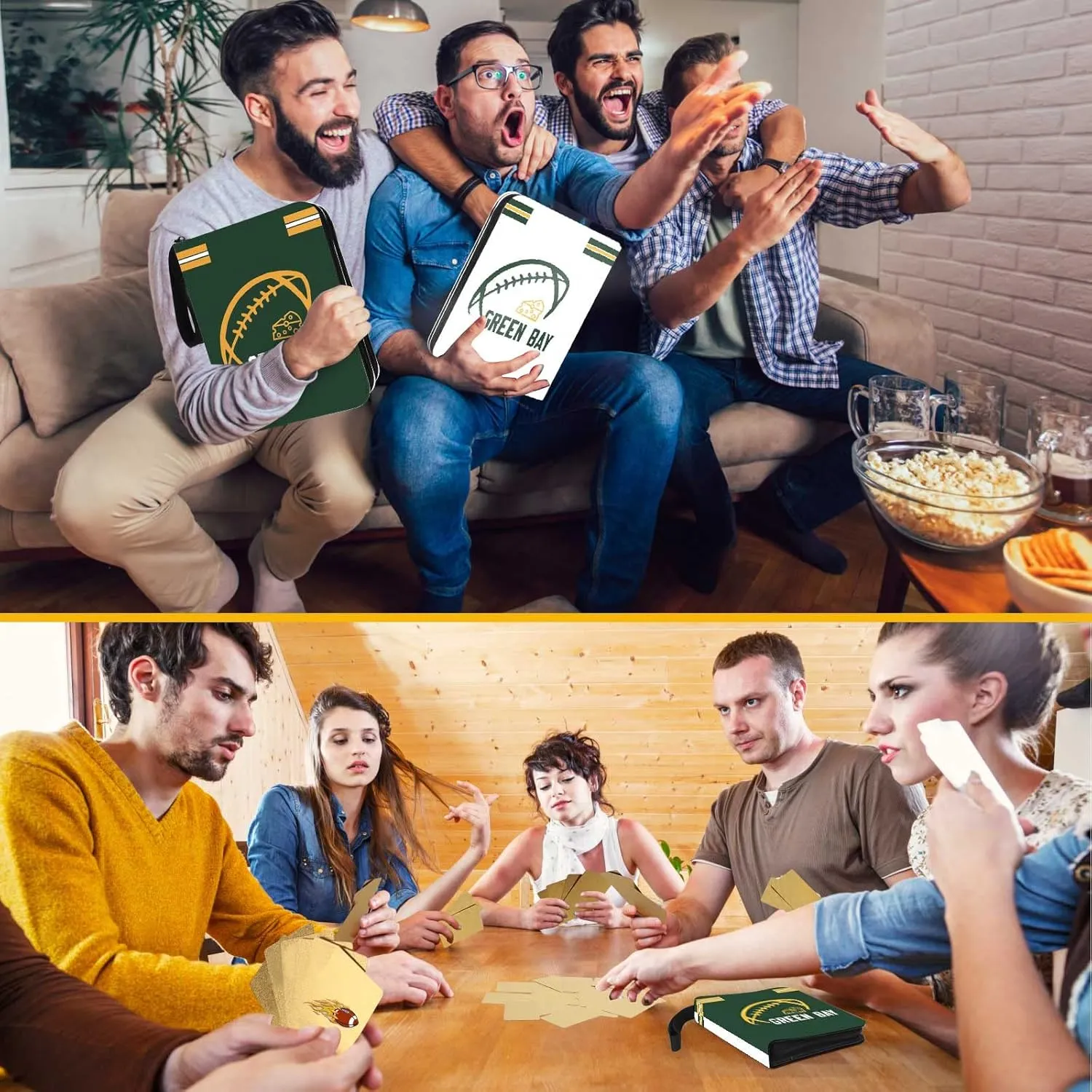 Football Card Binder with Sleeves 400 Pocket, Green Bay Football Card Holder for Trading Cards Sports Card 3 Ring Binder Folder Football Collector Album Storage Book Case Kids Boys Girls Gift