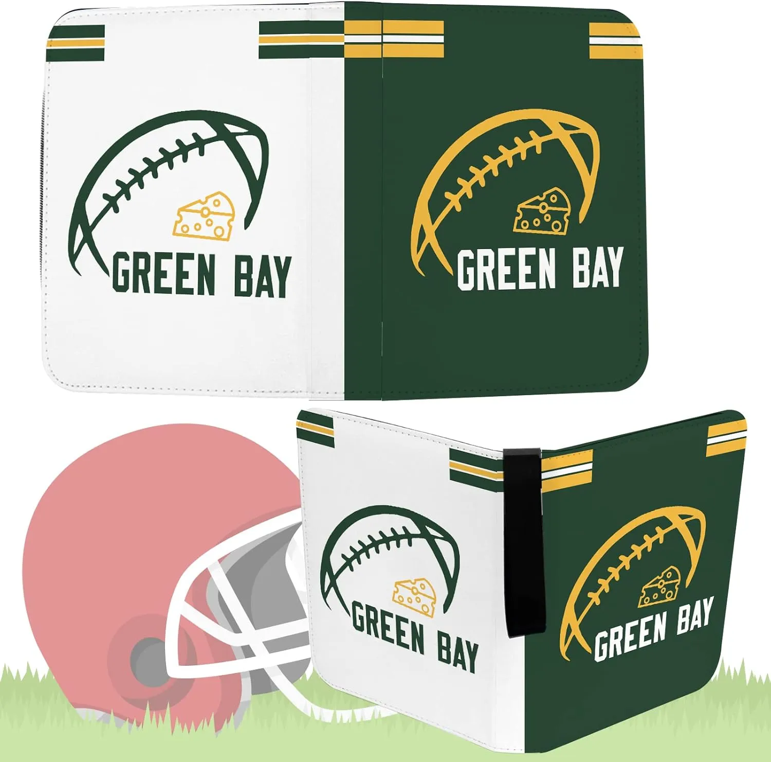 Football Card Binder with Sleeves 400 Pocket, Green Bay Football Card Holder for Trading Cards Sports Card 3 Ring Binder Folder Football Collector Album Storage Book Case Kids Boys Girls Gift