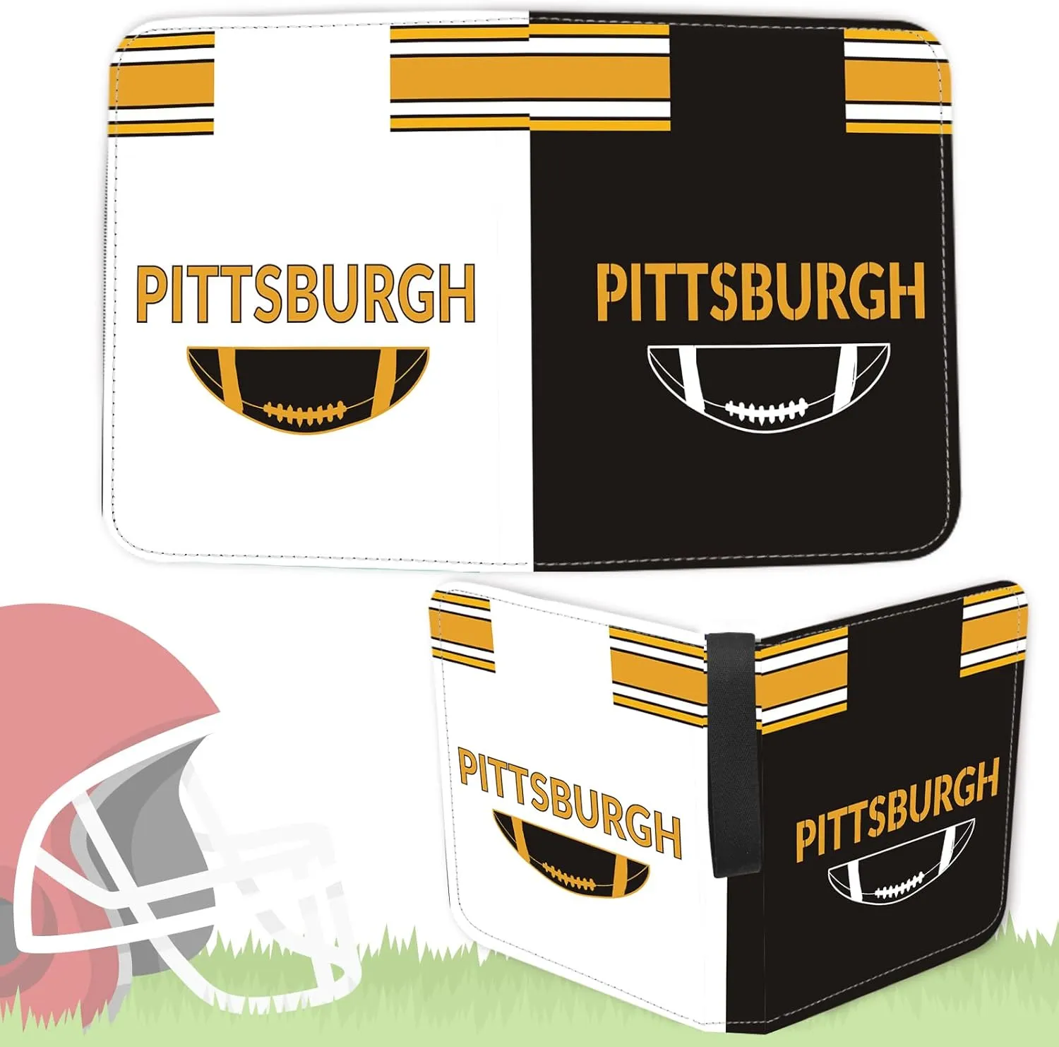 Football Card Binder with Sleeves 900 Pocket, Pittsburgh Football Card Holder for Trading Cards Sports Card 3 Ring Binder Folder Football Collector Album Storage Book Case Kids Boys Girls Gift
