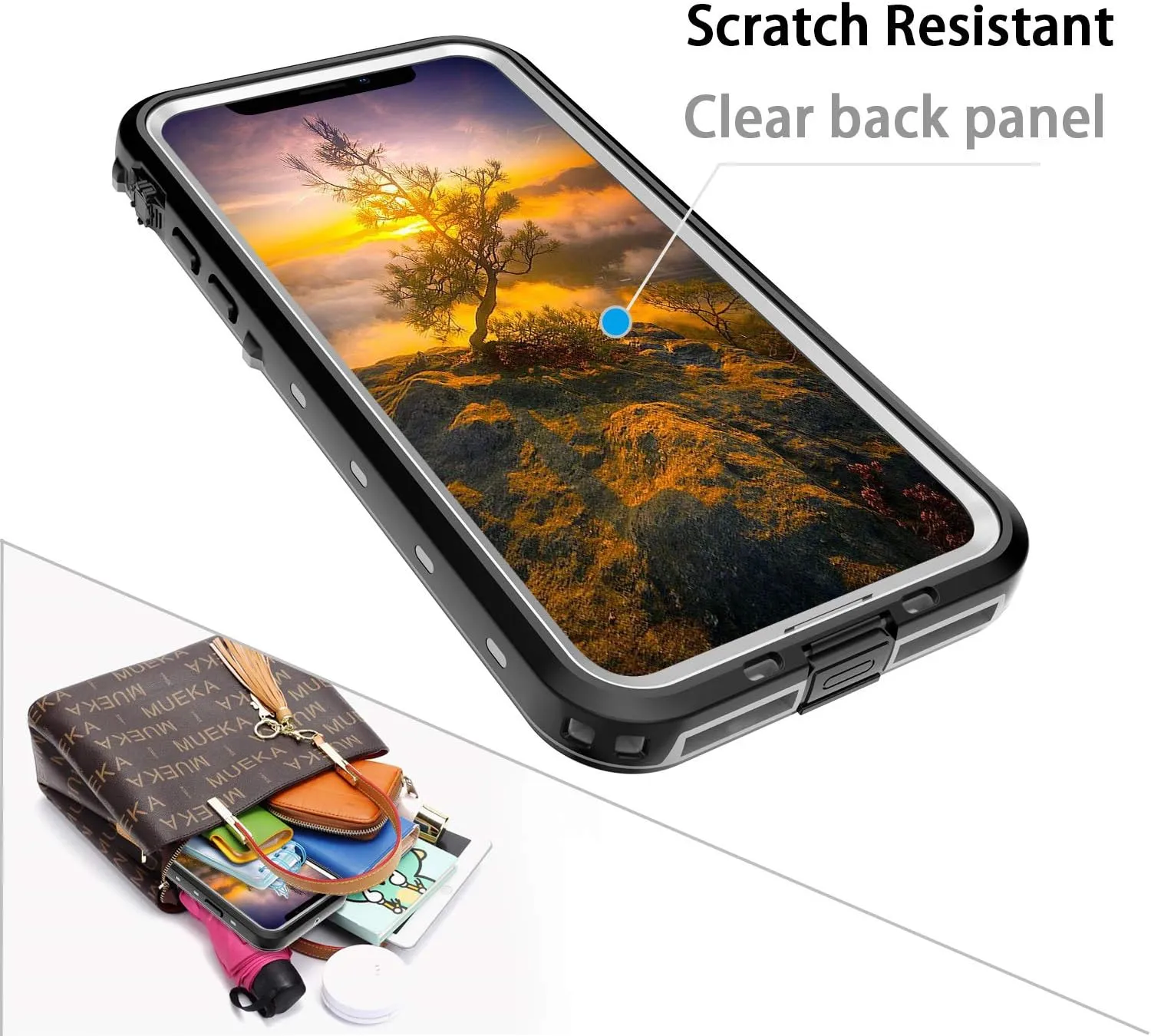 for Waterproof iPhone 11 Pro Max Case - Full Body Bumper Case Waterproof Rugged Protection with Built-in Screen Black