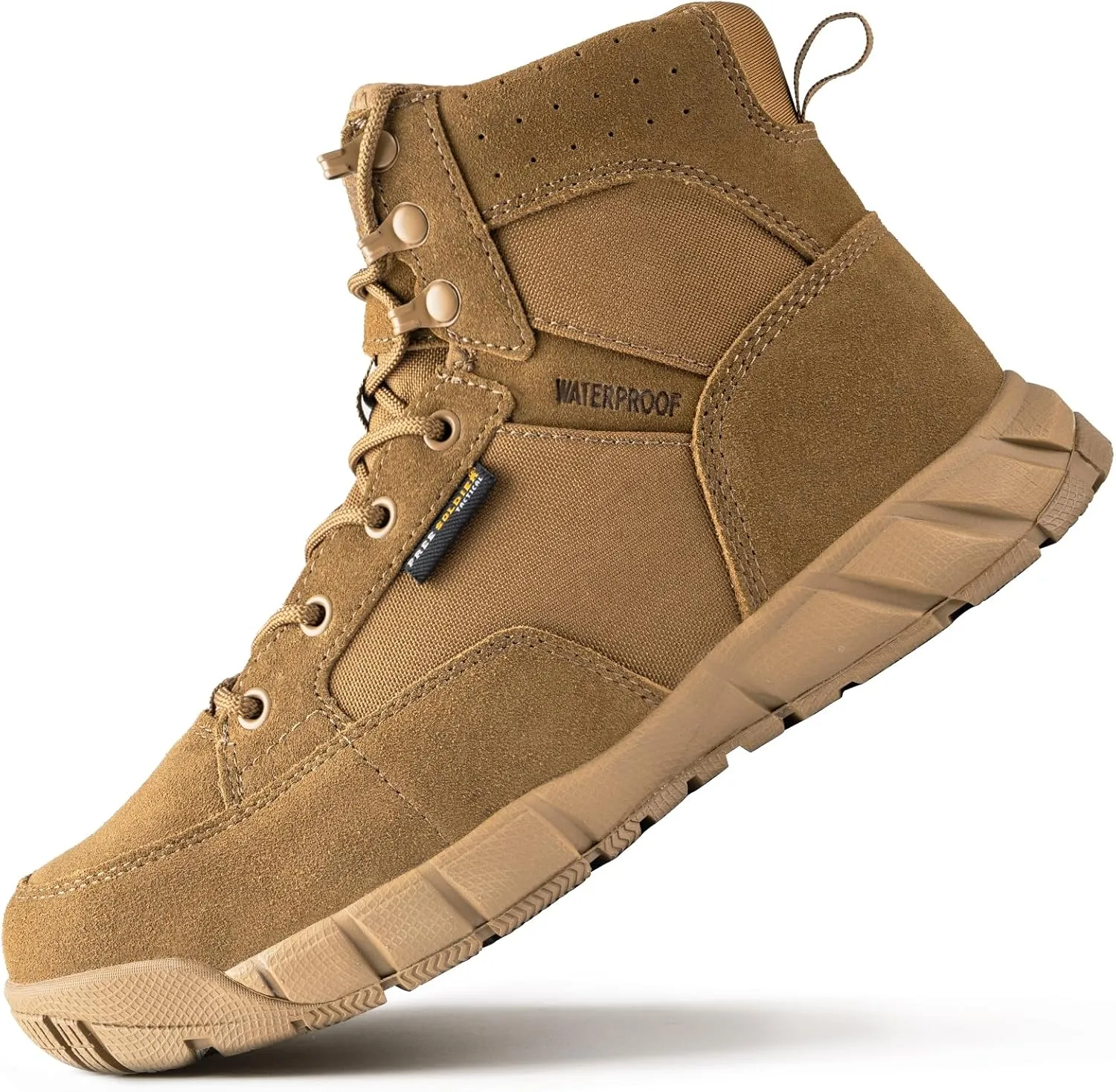FREE SOLDIER Waterproof Hiking Work Boots Men's Tactical Boots 6 Inches Lightweight Military Boots Breathable Desert Boots