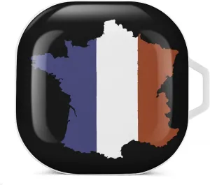 French Map Flag Cute Protective Case Cover Compatible with Galaxy Buds 2 Pro, Galaxy Buds 2, Galaxy Buds Pro, Galaxy Buds Live White-Style