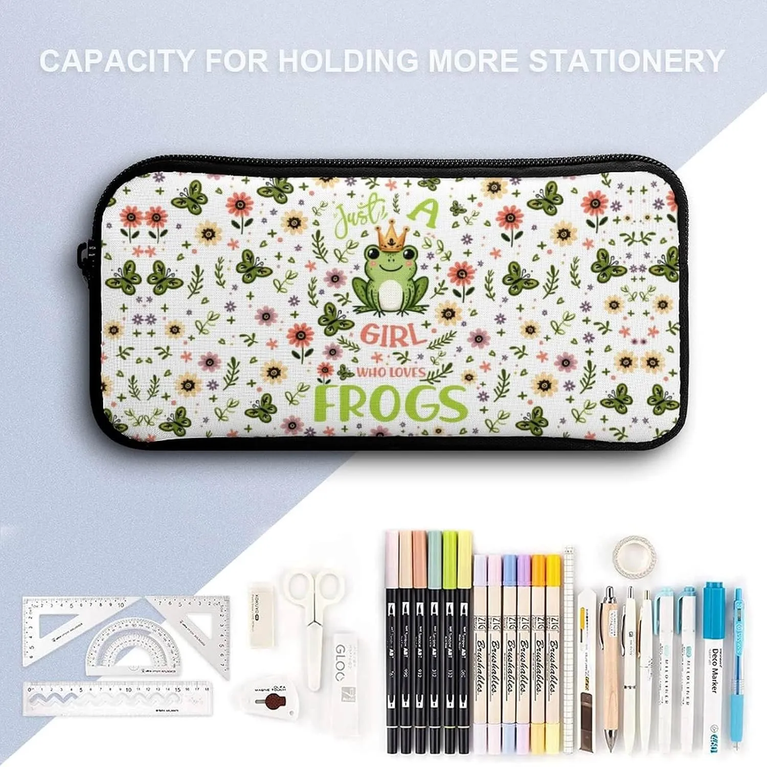 Frog Backpack with Lunch Box & Pencil Case for Kids Girls Boys School, 16 Inch Cute Frogs Bookbag, School Backpack for Students Children, Lightweight, Large Capacity