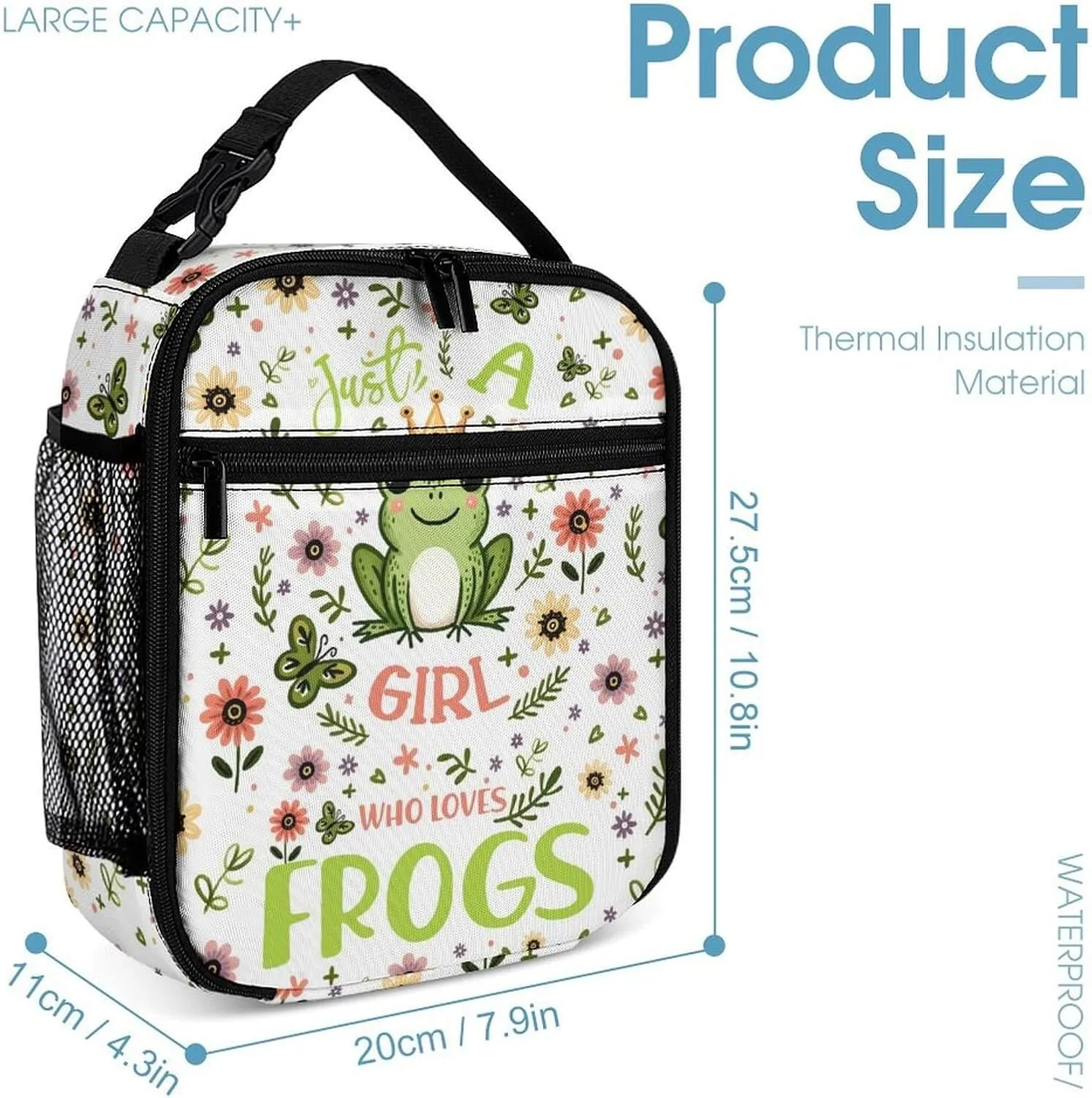 Frog Backpack with Lunch Box & Pencil Case for Kids Girls Boys School, 16 Inch Cute Frogs Bookbag, School Backpack for Students Children, Lightweight, Large Capacity